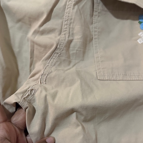 Johnny was Sz S Floral Embroidered Beige Pants y2k cargos - Picture 10 of 16